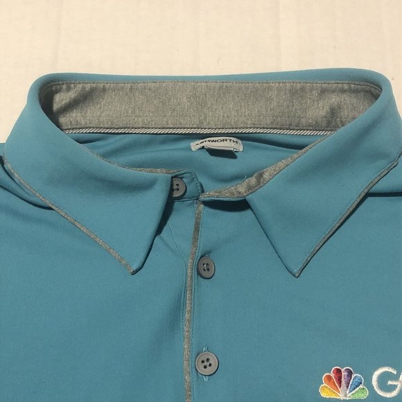 2015 NBC Golf Ashworth Turquoise Blue Gray Golf Polo Men’s Size Large - Picture 11 of 12
